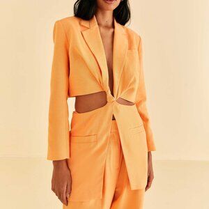 FARM Rio Peach Cut-Out Blazer AND Low-waisted Pants NWT XS